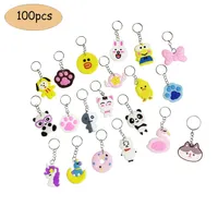 100 PCS Cartoon Anime Keychain Party Favor Cute Keyrings Whole PVC Colorful Pendants Gift Key Ring Holiday Charms Sets School rewards P316N