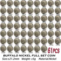 61pcs USA Buffalo Nickel Moedas 1913-1938 Cópia de níquel Full Set Art Collectibles272i