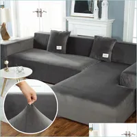 Cubiertas de la silla Sofá de lujos para la sala de estar Veet Elástica Corner Sectional Couch Love Asiento ER Set de sillón L Slip Slip Dhm8f