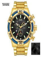 Temeite Top Brand Luxury Golden Men039s Quartz Watches Sports Watch Men Waterproof Military Male Gold Wristwatch Relogio Mascul8757804