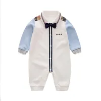 YiErYing Baby Casual Romper Boy gentleman Style Onesie for Autumn Baby Jumpsuit 100% Cotton LJ201023247g