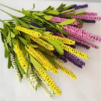 Flores decorativas Estilo pastoral 12 Simulaci￳n de espiga larga Simulaci￳n Lavender de 42 cm Decoraci￳n del hogar Material 2 piezas