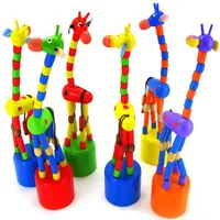 Baby Education Toys Wooden Colorful Dancing Giraffe Learning Toy 18cm High Wooden Animals Home Decoration315D