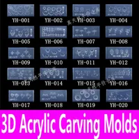 Whole-1piece 3d Acrylic Nail Carving Mold Nail Art Template in 139 Designs Pattern Decoration DIY Silicon Gel for Stickers Whole298c