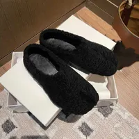 Brand Casual Shoes Designer Design Wool Women 2022 Autumn e Winter Round Head Fashion Foot Looks Flat Sole Single