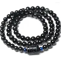 Bracelet d'obsidien de brin bracelets en pierre naturelle bracelets arc-en-ciel noir multicouche 108 perles de mode bijoux pour femmes hommes