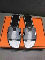 2022 Designer dames slippers schoenen echt leer h zomer oran sandalen platte flip flop krokodillen huid glijbanen dames strand sandelfeest bruiloft slipper sx03