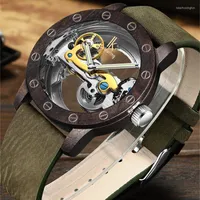 Wristwatches IK Colouring Fashion Mechanical Watch Men Wooden Timepieces Waterproof Automatic Clock Top Relogio Masculino