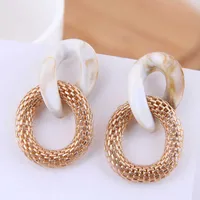 Charm Chain Acrylic Resin Oval Dangle Earrings For Women Geometry Big Circle Tortoiseshell Earing Acetate Brincos Cheap Jewelry J221107