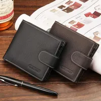 Wallets Men Genuine Cow Leather Short Zipper Hasp Male Purse Coin Pocket Card Holder Vintage Brand Wallets