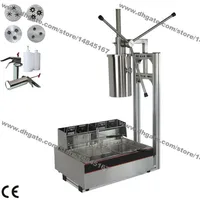3-hole Nozzles Heavy Duty 5L Manual Spanish Donuts Churreras Churros Maker Machine with 12L Fryer 700ml Filler213S