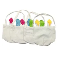 Otros suministros de fiestas festivas sublimación en blanco Cubo de Pascua Material de algodón y lino Partido de primavera DIY Candy Carry Carry Buckets WI DHVQ6