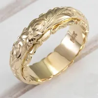 Wedding Rings Exquisite Hand Engraved Wave Edge Flower Ring Heritage Design Band For Women Engagement Anniversary Gifts Female