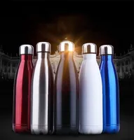 350/500/750/1000ml Trastoros de pared de doble botella de agua de acero Botella Mantenga un frasco de vac￭o de aislamiento caliente y caliente Sport de 24 cm D3