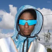 Güneş Gözlüğü Yüksek kaliteli tasarımcı üçgen kadın erkekler dikdörtgen holografik aynalı güneş gözlükleri UV gölgeleri gözlük