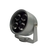 4 IR LED infraröd illuminator ljus ir nattvision för CCTV -säkerhetskameror fyller belysning metall grå kupol vattentät252t