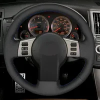 غطاء عجلة القيادة بالسيارات يدويًا من الجلد الاصطناعي الأسود لإنفينيتي FX FX35 FX45 2003-2008 NISSAN 350Z 2003-2009286S