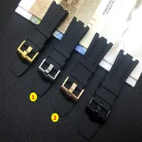 28 mm Naturaleza negra Silicone Silicone Watchband Men Band para correa para el cinturón Offshore Oak On277v