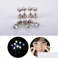 Stud 1 Pair Light Up Led Earrings Flashing Studs Stainless Steel Blinking Dance Party Accessories For Girls Drop Delivery Jewelry Dhvog