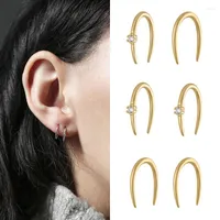 Pendientes de aro de aro isueva diseño simple de circón cúbico relleno de oro gancho abierto para mujeres joyas de moda al por mayor