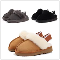 Zapatos para ni￱os Flip Flop Slippers Fluff Yeah Slide Baby Australia Funkette Slipper Ni￱os Ni￱os Pabila de oveja de gamuza
