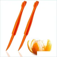 Fruit groentegereedschap eenvoudig open oranje peeler gereedschap plastic citroen citrus peel cutter groente snijslicder fruit keuken gadgets drop d dhtlk