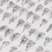 Anelli di nozze Lotti all'ingrosso Giobbe 10 pezzi Crystal Rhinestone Donne argento Ring DiGRAGGIO GIOCCHIO GIOCCHI