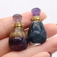 Colares pendentes garrafa de perfume de pedra natural oval de óleo essencial de frasco verde de fluorita verde para jóias que produzem requintado diy