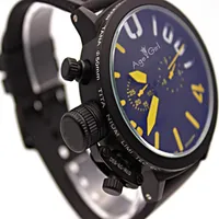 Classic New Men's Sports Black Rubber Classic U Round Automatic Mechanical Left Hand Watch Big 50mm Boat Gents Watches2043