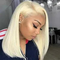 Hair Lace Wigs Wig Medium Long Straight Hair 613 Light Gold Chemical Fiber Cover Women&#039;s Extended Bob Head