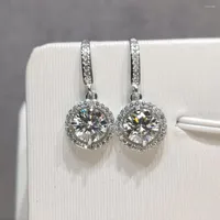 Brincos de garanhão geoki luxo 925 prata esterlina passa diamante teste perfeito corte total 1-2 ct d color vvs1 moissanite redondo gota