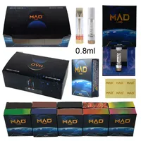 Mad Labs 0.8ml 두꺼운 오일 왁스 용 vape 카트리지 510 스레드 전자 담배 패키징을위한 화이트 골드 세라믹 카트리지