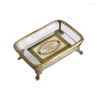 Talerze ręcznie robione szkło z mosiężnym vintage kreatywne węzeł mydło pudełko uchwyt na biżuterię do przechowywania łazienki szczęśliwy prezent