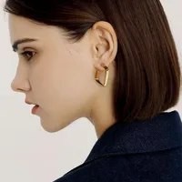 Hoop Earrings Korean Design Metal Geometric Rhombic Circle Teardrop Vintage Winter For Women Girl Gift