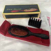 Escovas de cabelo ma￧om cerdas de bolso bn2 e escova de cabelo de nylon almofada macia de cerdas de javali de grau superior com caixa de presente box324n246w