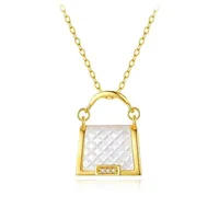 Pendanthalsband Yunli Real 18K Gold Bag White Shell Natural Diamond Design Pure AU750 Fine Jewelry Gift for Women PE026 221107