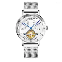 Montre-bracelets Guanqin Skeleton Tourbillon Mechanical Men Men Automatic Business en acier inoxydable Montres de poignet Reloj Hombre 2022