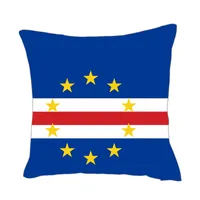 Cape Verde Flag atpillow kapağı 40x40cm polyester kişiselleştirilmiş kare saten yastık kılıfı kanepe dekoratif için görünmez fermuar