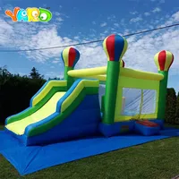 Chinese Factory Nylon Inflatable Rainbow balloon Shape Trampoline Inflatable Slide Combo Bouncy Castle Jumping Bouncy House301S