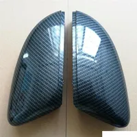 F￶r Polo 6R 6C Side Door Wing Mirror Cover Replacement Caps Carbon Look Fit VW Polo 2009 2010 2012 2012 2013 2013 2014213Q