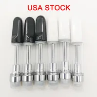 Ceramic Vape Cartridges USA STOCK 0.8ml 1ml Empty Thick Oil 510 Cartridge Vapes Pens Carts Black White Tip 510 Thread Glass Tanks Atomizers 1000pcs/lot