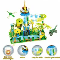 سباق الرخام مع Light Electric Maze Build Builds Jurassic Dinosaur Park Jungle World Toys for Kids263a