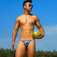 Yüzme Giyim WD236 Mavi Seksi Erkekler Mayo Bikinis Düşük Bel Sıkı Yarım Paket Kalça Mayolar Eşcinsel Tanga Kısa Banyo Takımları 221107