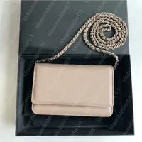 حقائب كتف صغيرة فاخرة مصممة WOC Classic Flap Women Mini Hand Handbag New Messenger Messenger Girl Girl Caviar Leather Wallet على سلسلة Crossbody