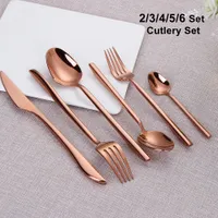 Conjuntos de utensílios de jantar 23456 Conjunto de talheres conjunto de aço inoxidável Tabela de mesa rosa Dinnerware Gold Mirror Faca colher de cozinha utensílios de cozinha Flateware 221107