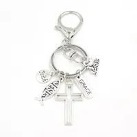 Wholesale Jesus Key Chain Grace Cross Faith Keychain Key Ring Holder Bag Pendant Accessory Inspiration Jewelry Christmas Gifts Women Men