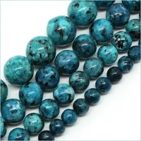Stone 8 mm Spot blu naturale pietra 6/8/10/12 mm perle sciolte rotonde 15,5 pollici/filo taglia darcile drop di braccialetto 2021 gioielli dhubr