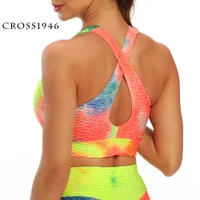 Yoga kıyafeti Cross1946 Koşu Spor Sütyen Yoga Brassiere Egzersiz Gym Fitness Kadınlar Sakinsiz Push Up Nefes Alt Giyim Nefes Alabilir Üst T221103