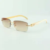 Óculos de sol Brancos lisos fãs de sol 3524012 com lentes de 56 mm para homens e mulheresjng6