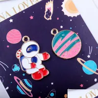 Charms Round Space Universeenamel K Gold Plated Print Charms Pendants For Handmade Diy Earrings Necklace Key Chain Jewelry Accessori Dhx2Q